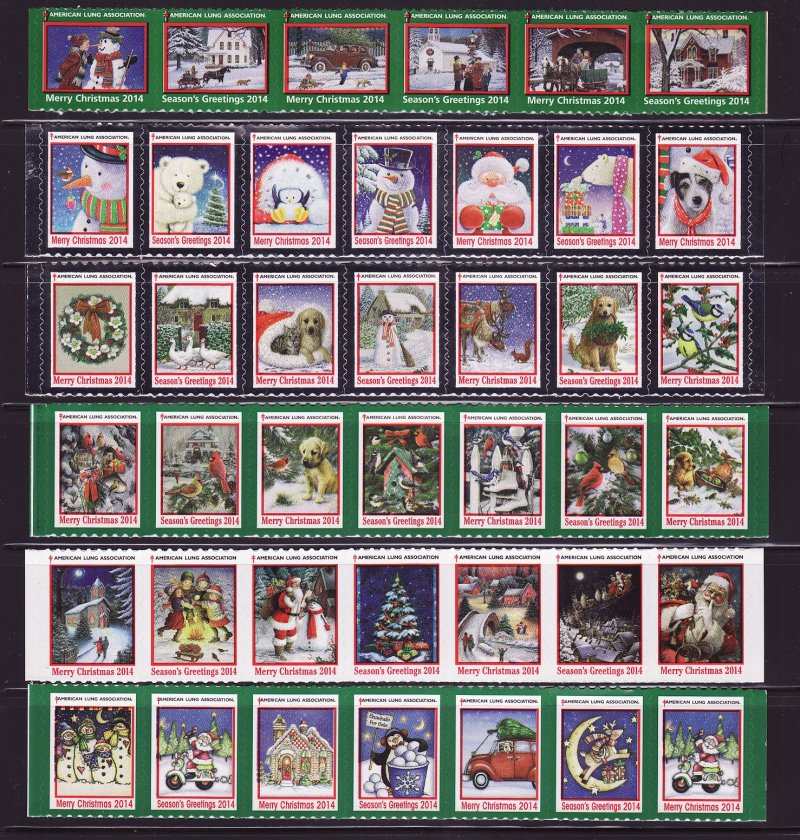 2014 U.S. National & Test Design Christmas Seal Collection, As Required