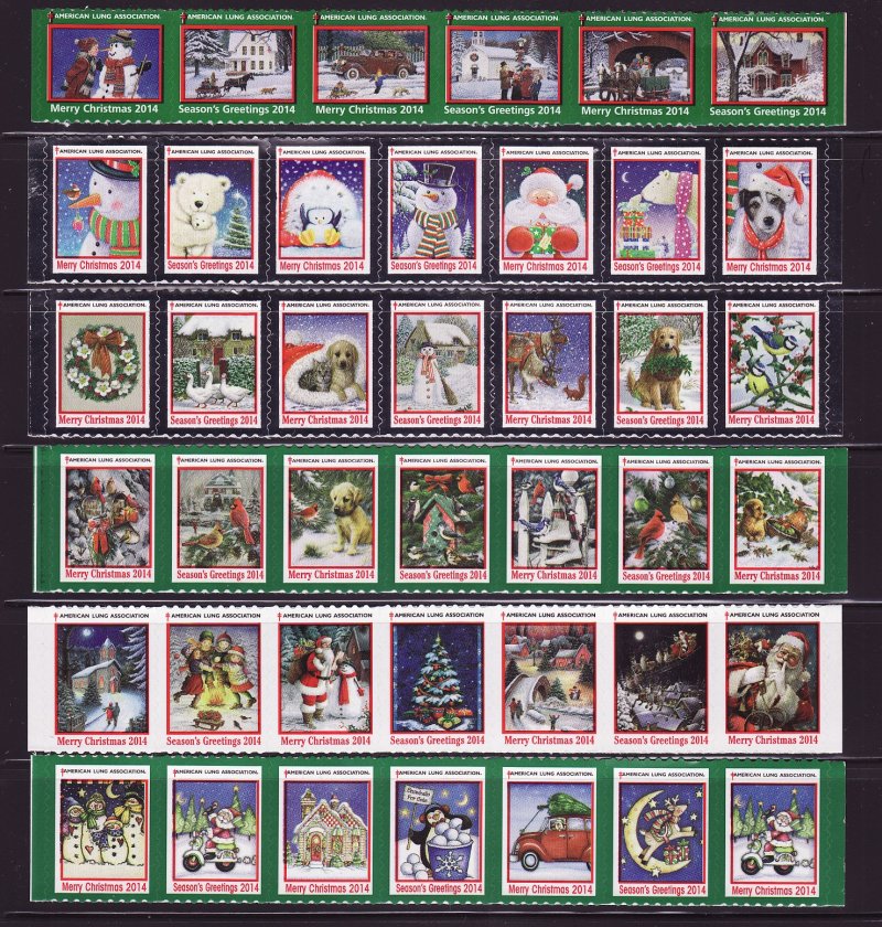  2014 U.S. National & Test Design Christmas Seal Collection, As Required 