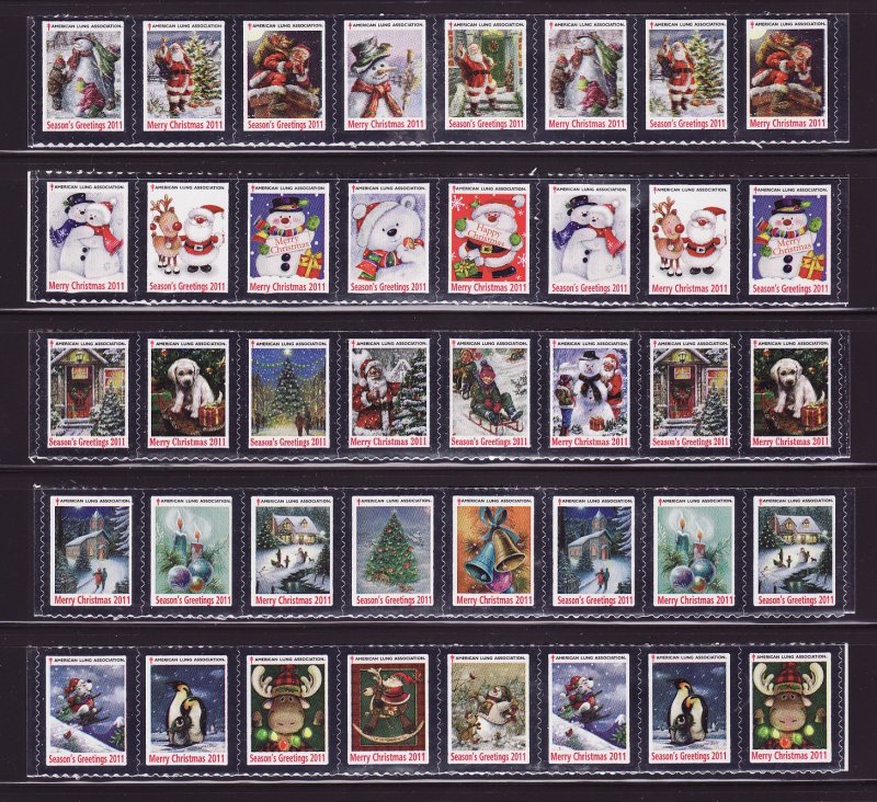  2011 ALA National & Test Design U.S. Christmas Seal Collection, As Required 