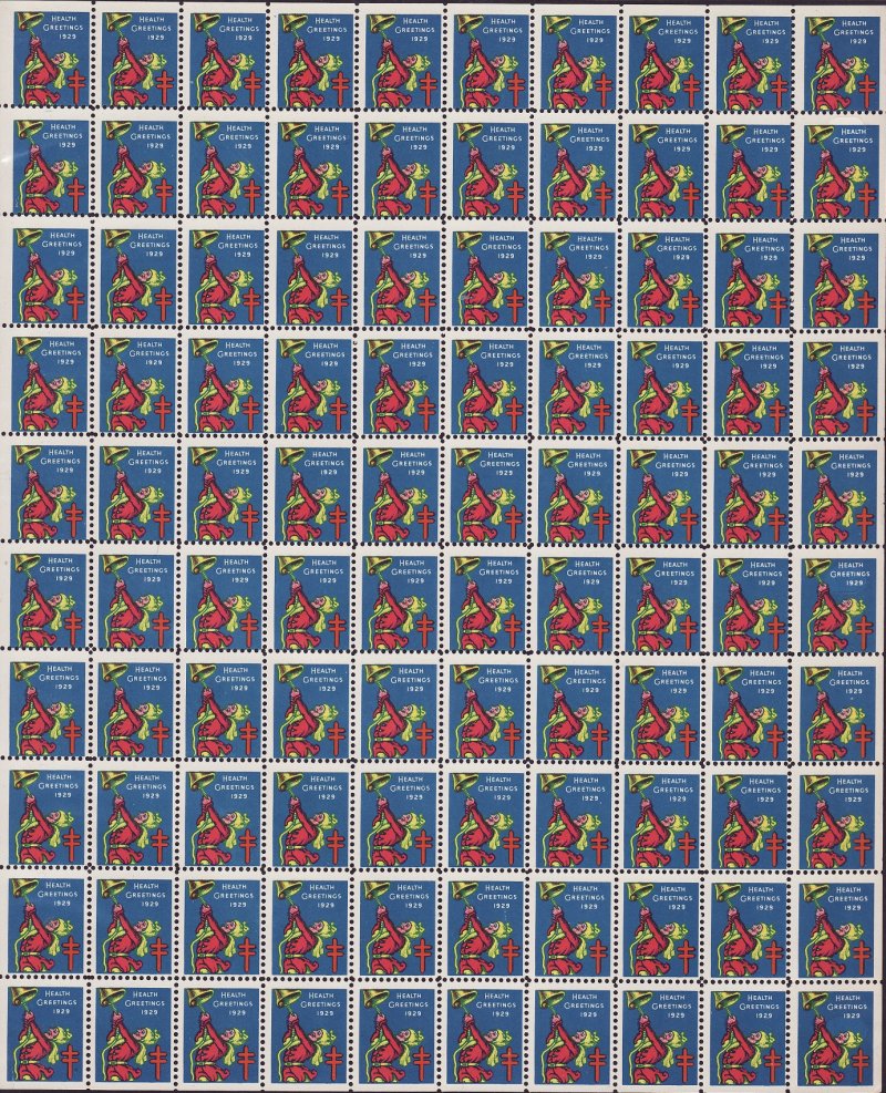   29-1.1x, WX49a, 1929 U.S. Christmas Seals Sheet, VBG, perf 12