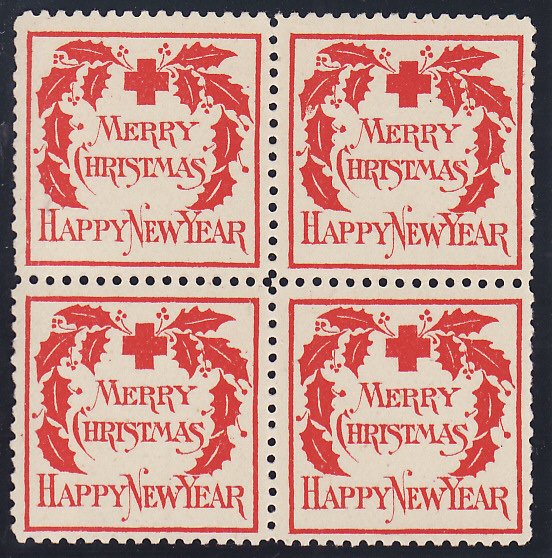 1907-2, WX2, U.S. Red Cross Christmas Seals Block, Type 2