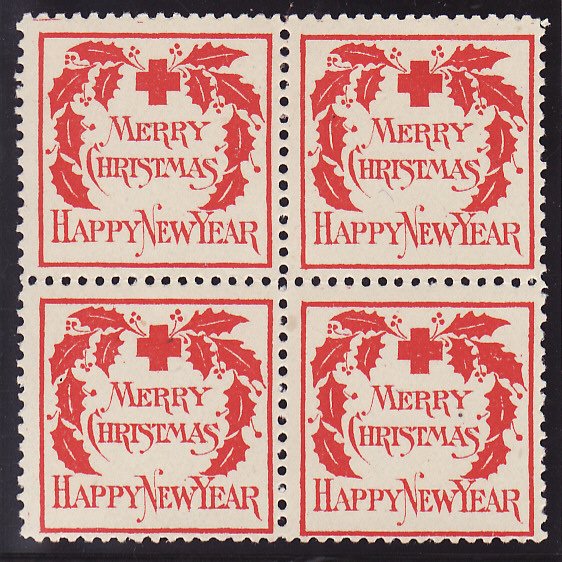 1907-2, WX2, U.S. Red Cross Christmas Seals Block, Type 2