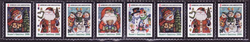 2006-1, 2006 U.S. Christmas Seals, As Required, Strip of 8