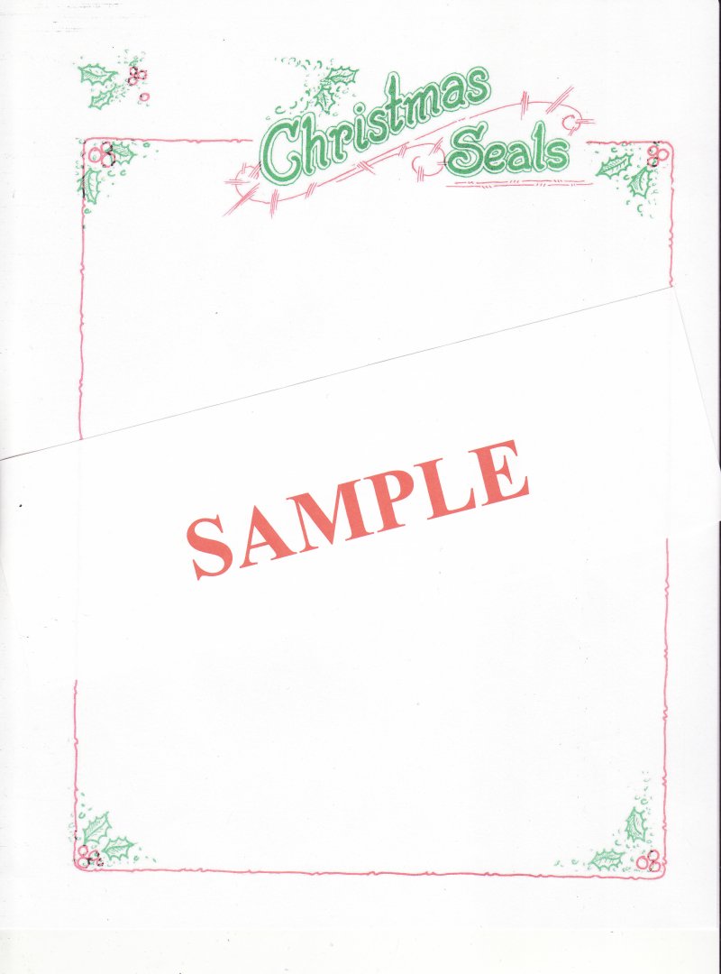 Saint Crispen Christmas Seal Stamp Album Pages, blank pages with color header and border, white pages, image of single page