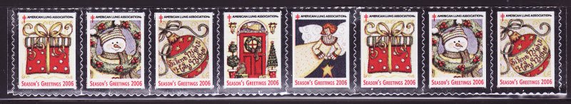 2006-T1, 2006 U.S. Test Design Christmas Seals, As Required, Strip of 8