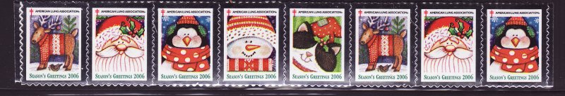 2006-T2, 2006 U.S. Test Design Christmas Seals, As Required, Strip of 8