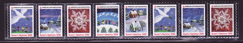 2006-T3, 2006 U.S. Test Design Christmas Seals, As Required, Strip of 8