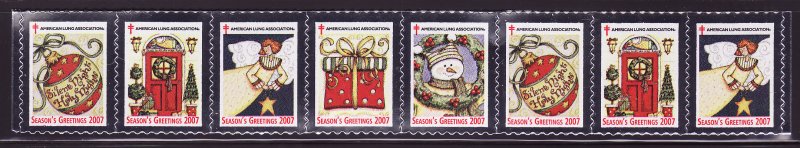 2007-1, 2007 U.S. Christmas Seals, As Required, Strip of 8