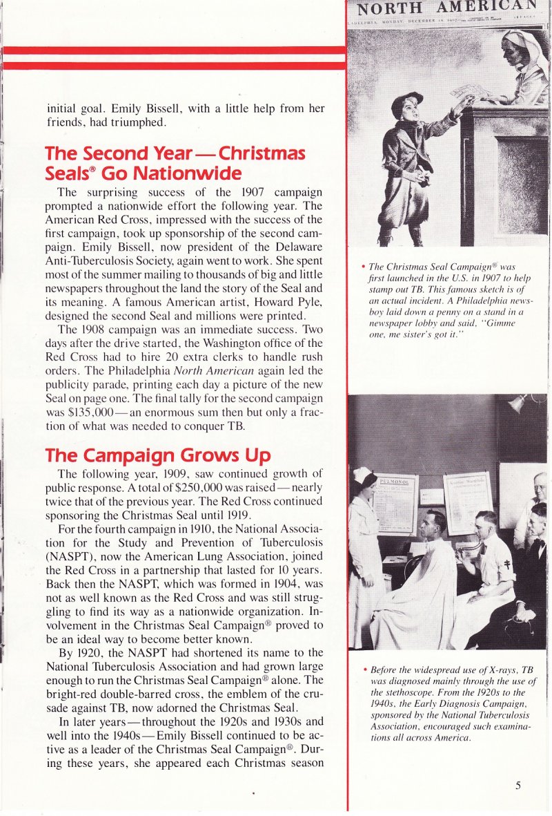 The Story of Christmas Seals, published by the American Lung Association (ALA), pg 5