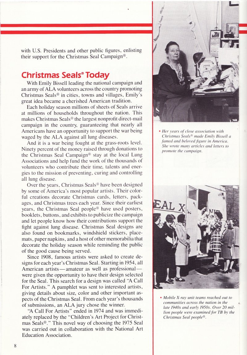 The Story of Christmas Seals, published by the American Lung Association (ALA), pg 8
