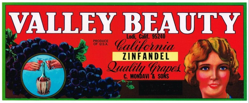 Valley Beauty Zinfandel Grapes Crate Label 