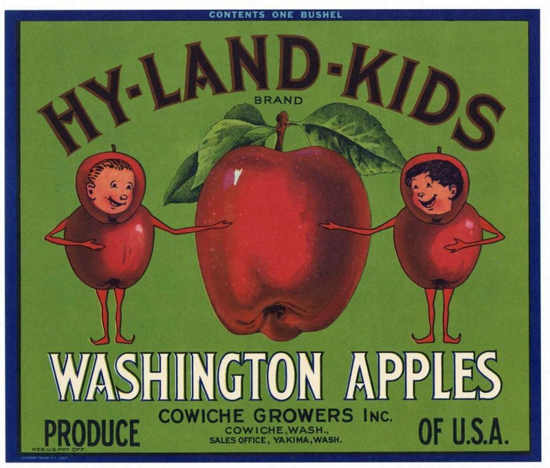 HY-LAND-KIDS Washington Apples Crate Label