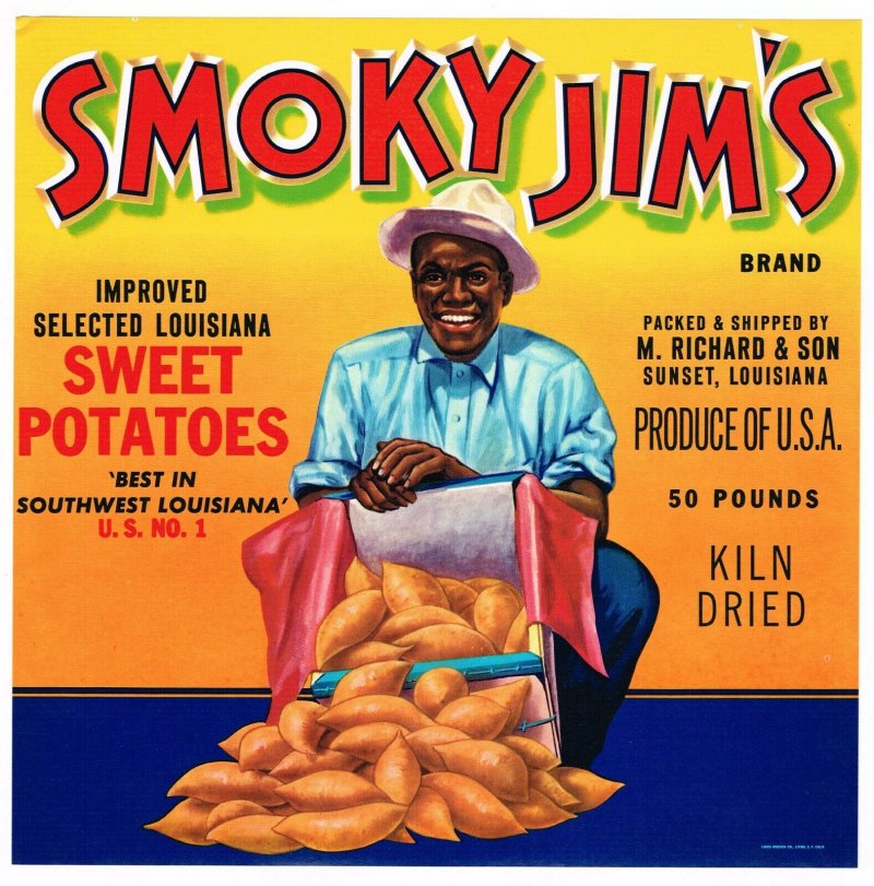Smoky Jim's Brand Louisiana Sweet Potatoes Crate Label