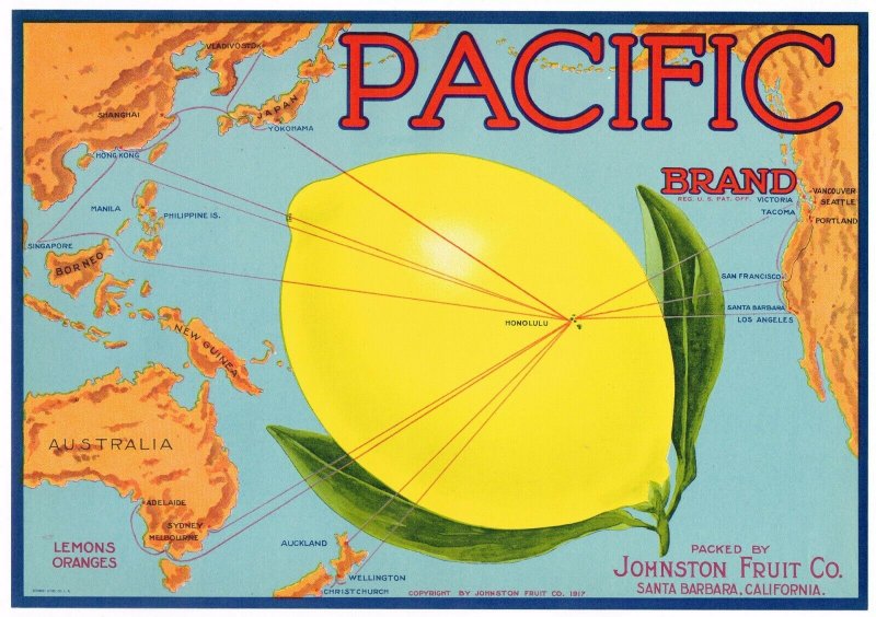 Pacific Brand Vintage Lemon Crate Label