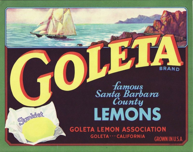 Goleta Brand Vintage Lemon Crate Label