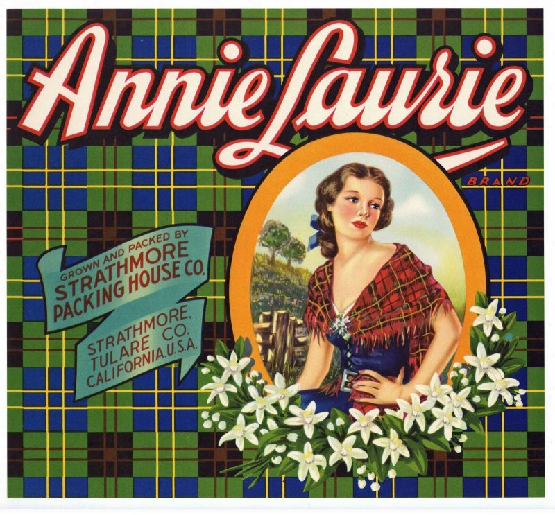 Annie Laurie Brand California Oranges Crate Label
