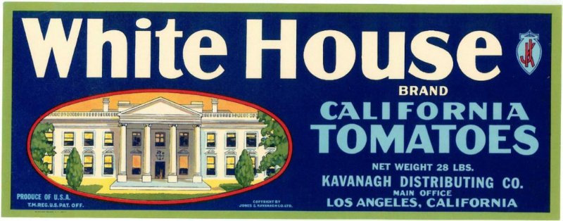 White House Brand California Tomatoes Crate Label