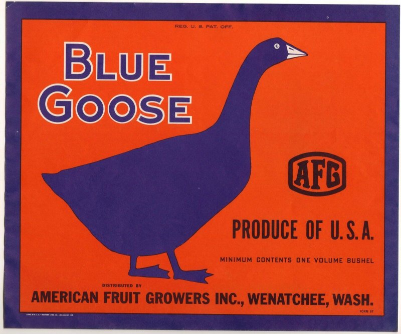 Blue Goose Brand Washington Apples Crate Label