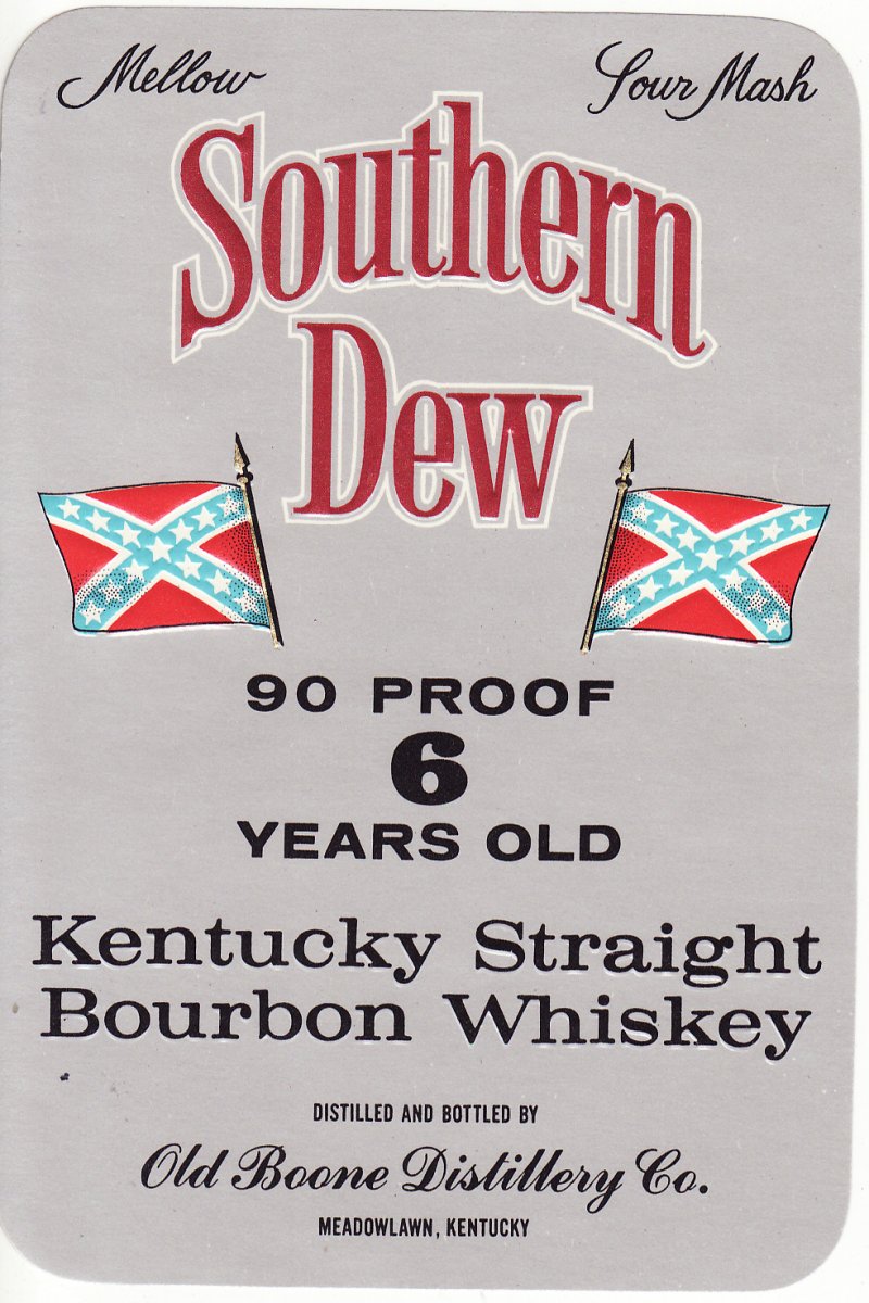 Southern Dew Brand Kentucky Straight Bourbom Whiskey Label