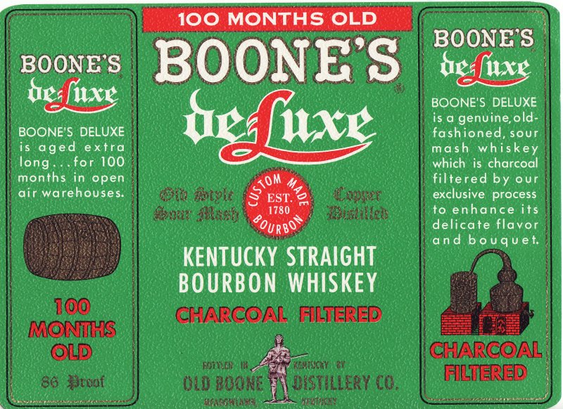 Boone's Deluxe Brand Kentucky Straight Bourbom Whiskey Label