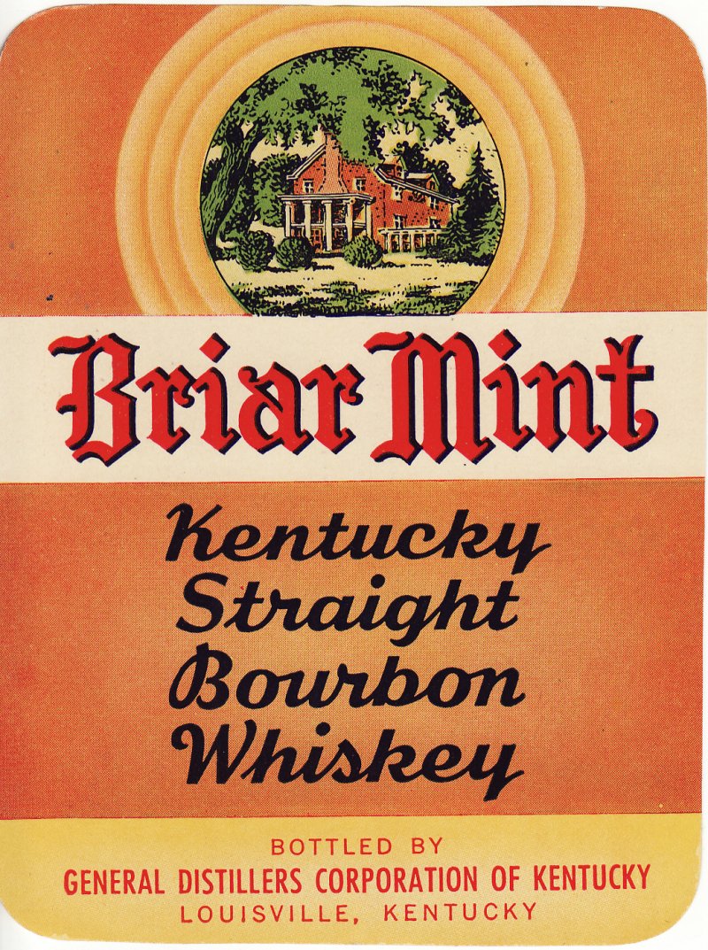 Briar Mint Brand Kentucky Straight Bourbom Whiskey Label