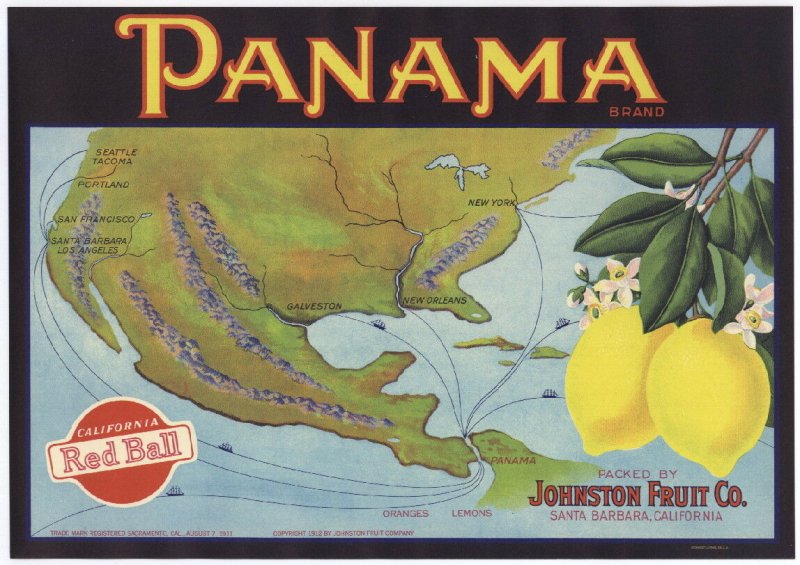 Panama Brand Vintage Lemon Crate Label