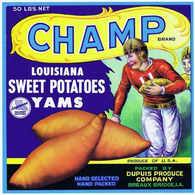 Champ Brand Louisiana Sweet Potatoes Crate Label