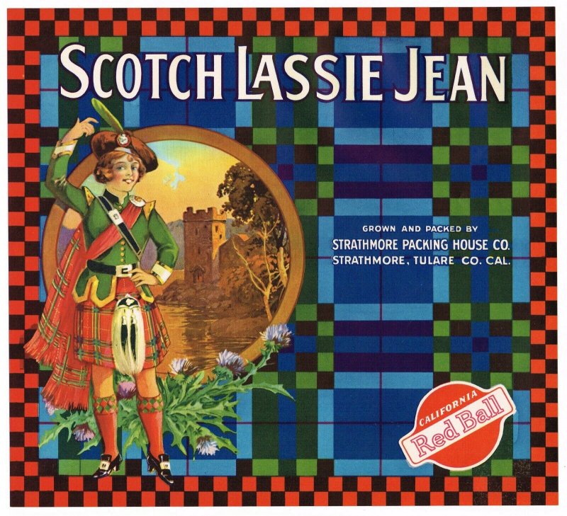 Scotch Lassie Jean Brand California Oranges Crate Label