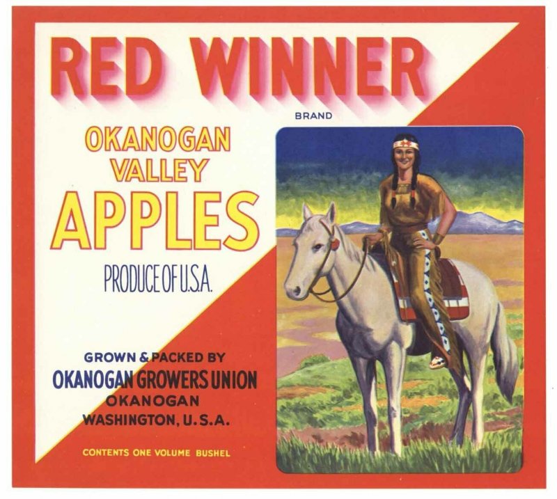 Red Winner Brand Washington Apples Crate Label