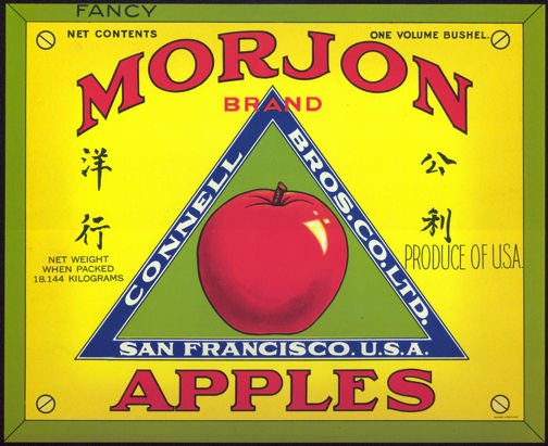 Morjon Brand California Apples Crate Label