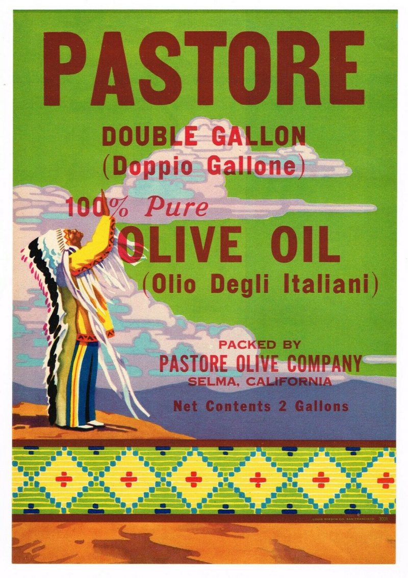 Pastore Olive Oil Can Label 1940s