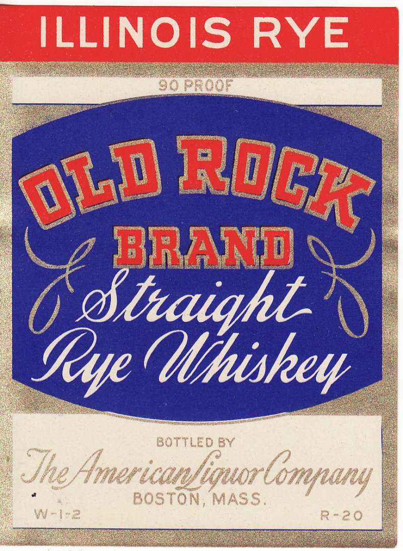 Old Rock Brand Straight Rye Whiskey Label
