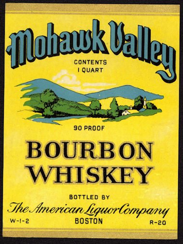 Mohawk Valley Brand Bourbon Whiskey Label - Quart size