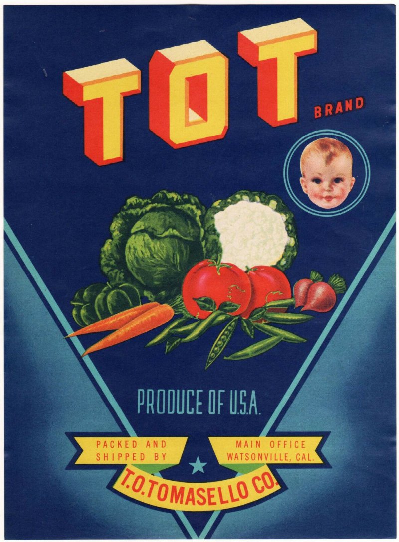 TOT Brand California Vegetable Crate Label