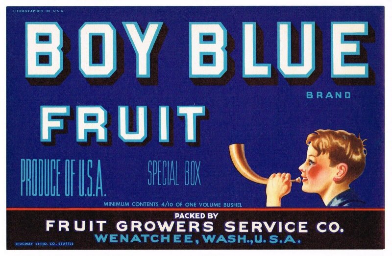 Boy Blue Brand Washington Fruit Crate Label