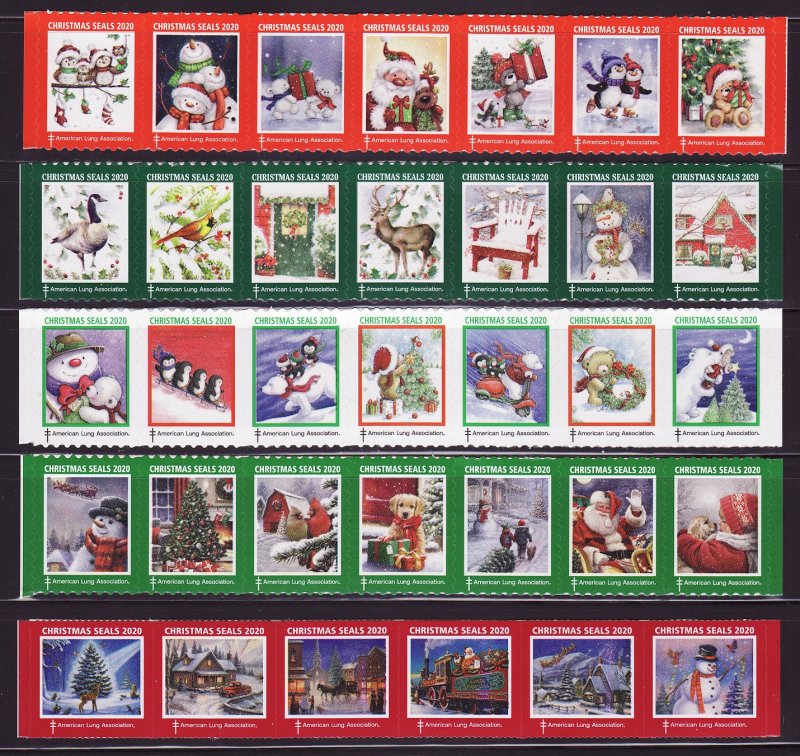  2020 U.S. National & Test Design Christmas Seal Collection, As Required 