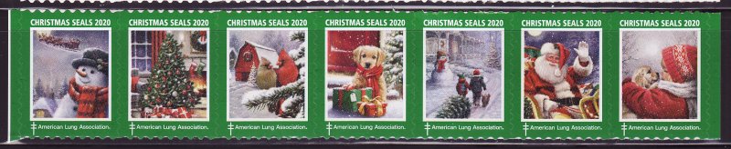 120-T3, 2020 U.S. Test Design Christmas Seals, As Required Strip of 7 Designs