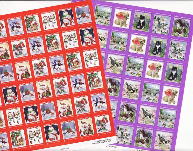      2020 U.S. Christmas Seals & U.S Spring Charity Seals Sheet Collection