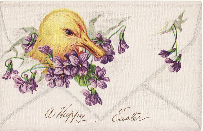 Easter Postcard, Embossed, 1917 Mulberry Grove Illinois Postmark