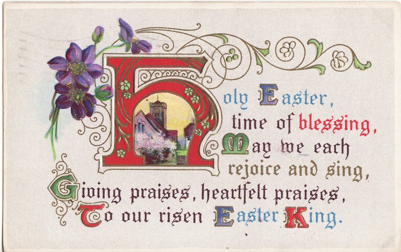 Easter Postcard, Embossed, 1911 Marblehead, Mass. Postmark