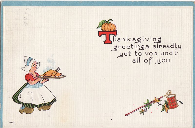 Thanksgiving Postcard, Embossed, 1914 Moosup, Conn. Postmark