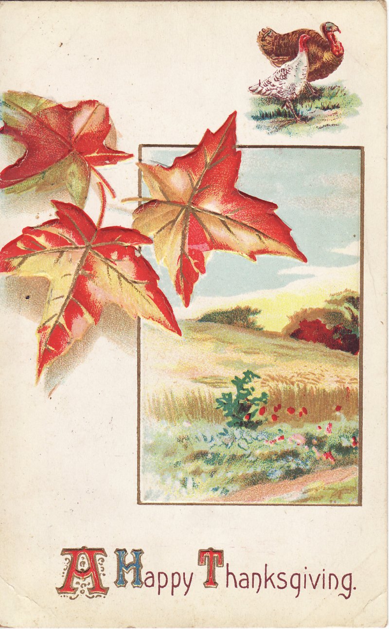Thanksgiving Postcard, Embossed, 1911 Lancaster, PA Postmark
