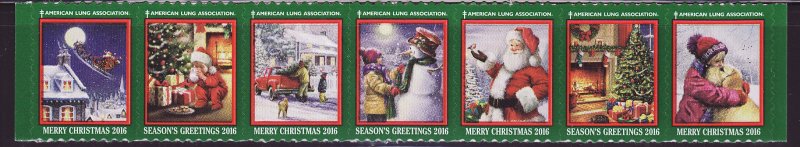 116-T4, 2016 U.S. Test Design Christmas Seals, As Required Strip of 7 Designs