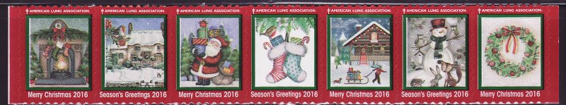 116-T5, 2016 U.S. Test Design Christmas Seals, As Required Strip of 7 Designs