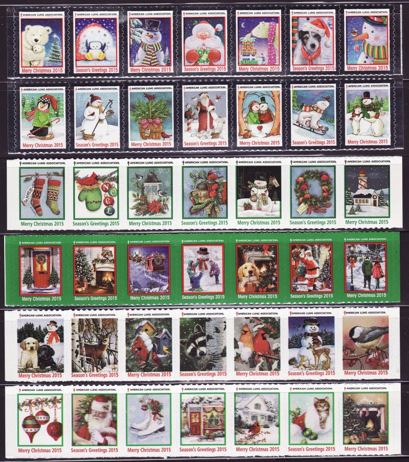 2015 U.S. National & Test Design Christmas Seal Collection, As Required 