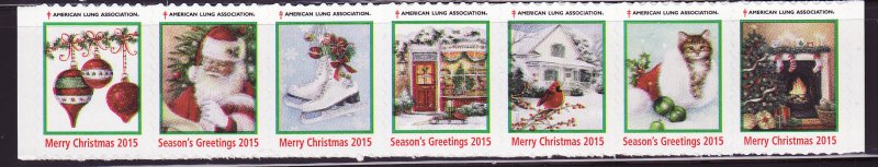 115-T5, 2015 U.S. Christmas Seals Test Design, As Required Strip of 7 Designs