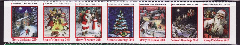 2014-T4, 2014 U.S. Christmas Seals, As Required Strip of 7 Designs