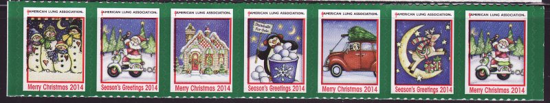 2014-T5, 2014 U.S. Christmas Seals, As Required Strip of 7 Designs