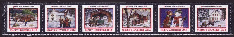 2013-T1.1, 2013 U.S. Christmas Seals, As Required Strip of 6 Designs