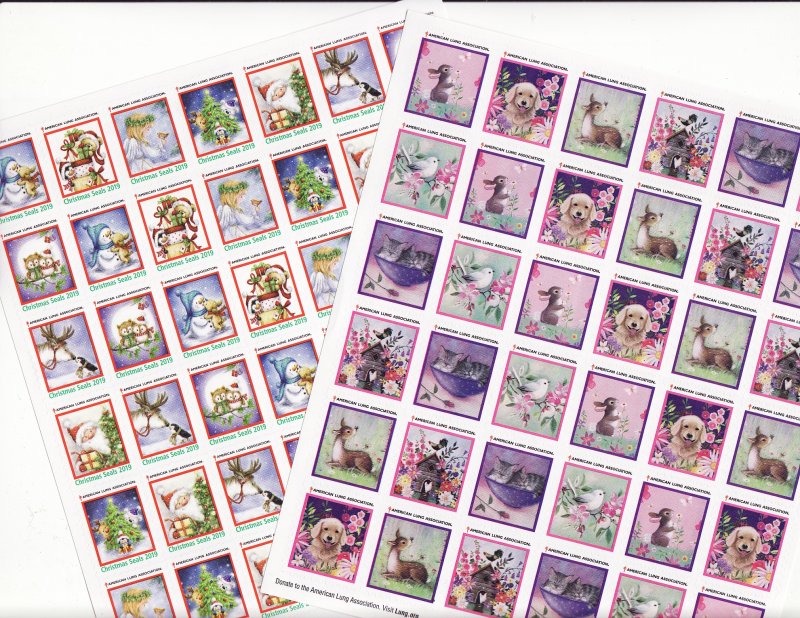    2019 U.S. Christmas Seals & U.S Spring Charity Seals Sheet Collection